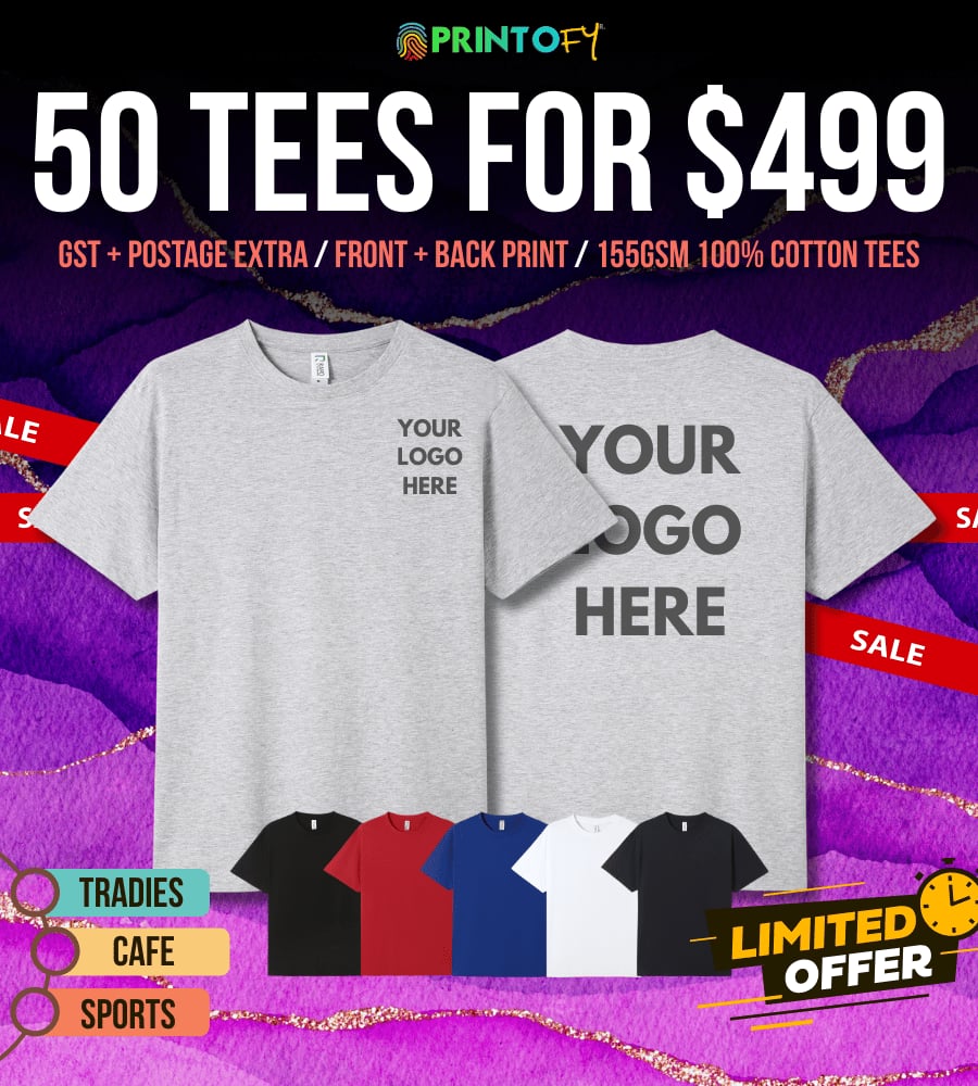 Custom Round Neck Tee 50 Pack Promo $10 Tee
