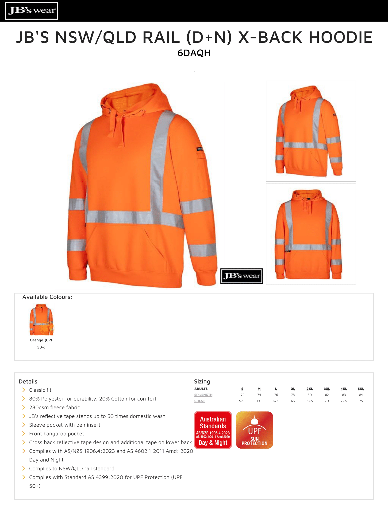 JB's NSW/QLD Rail (D+N) X-Back Hoodie