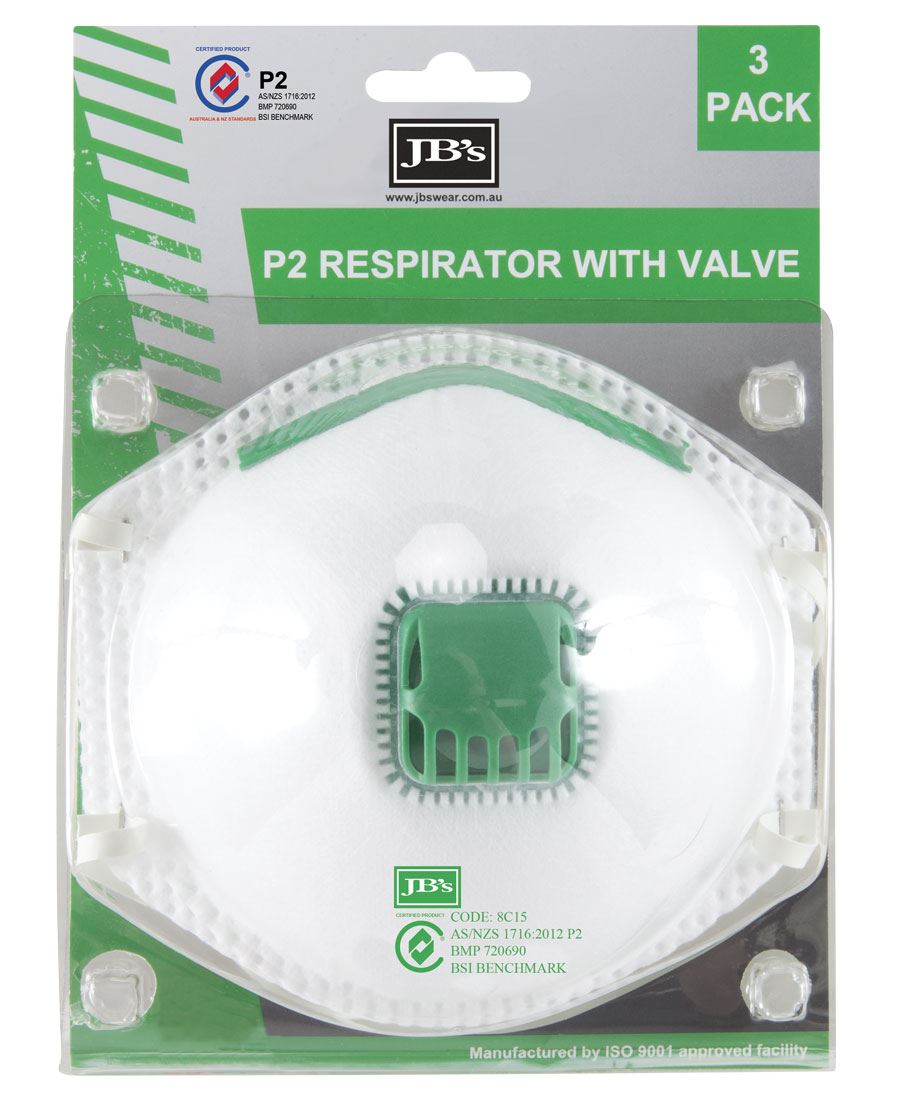 JB's Blister (3pc) P2 Respirator With Valve