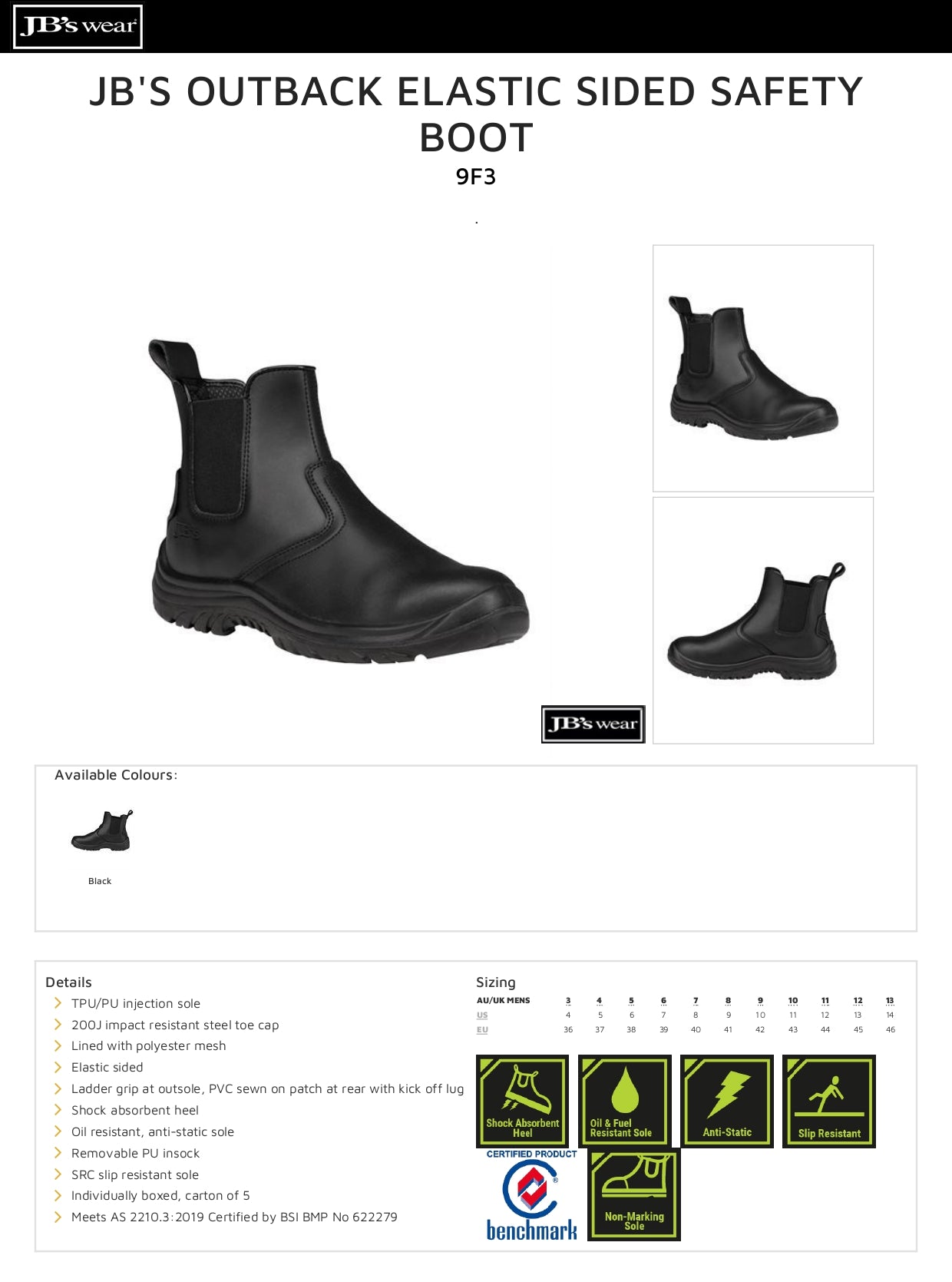 JB's Outback Elastic Sided Safety Boot