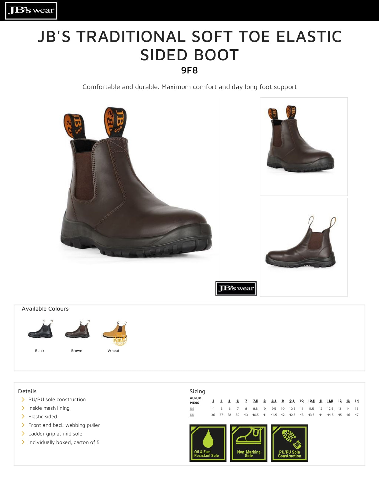 JB's Traditional Soft Toe Elastic Sided Boot