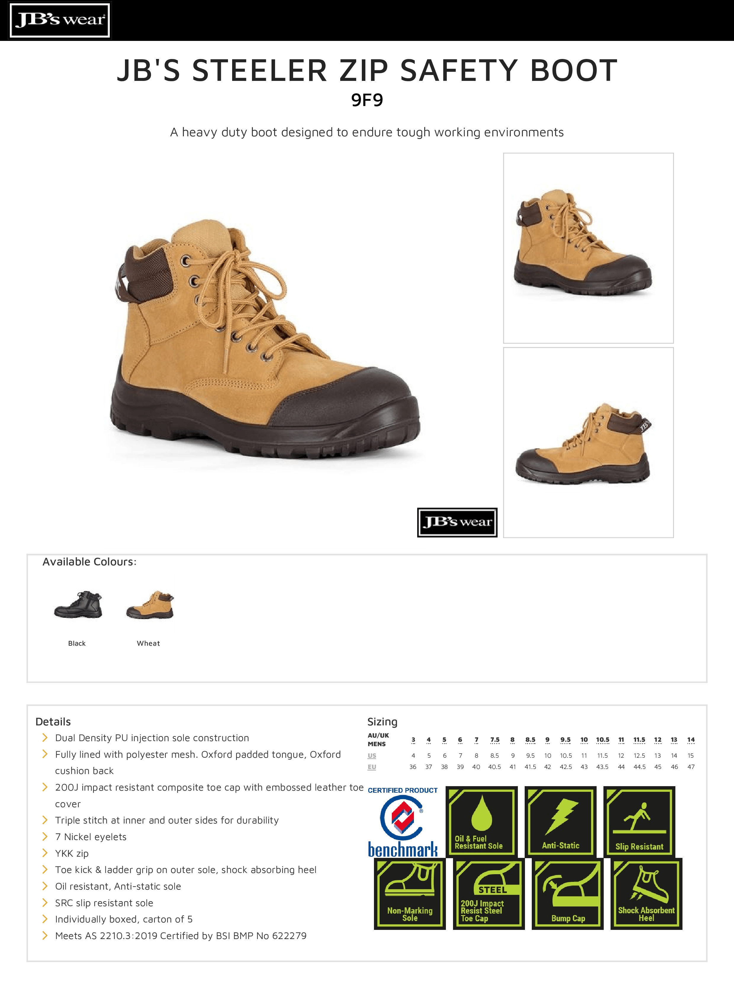 JB's Steeler Zip Safety Boot