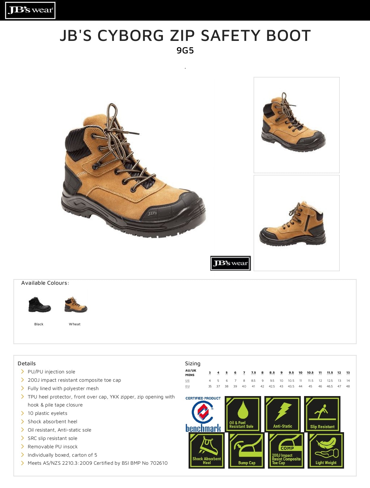 JB's Cyborg Zip Safety Boot