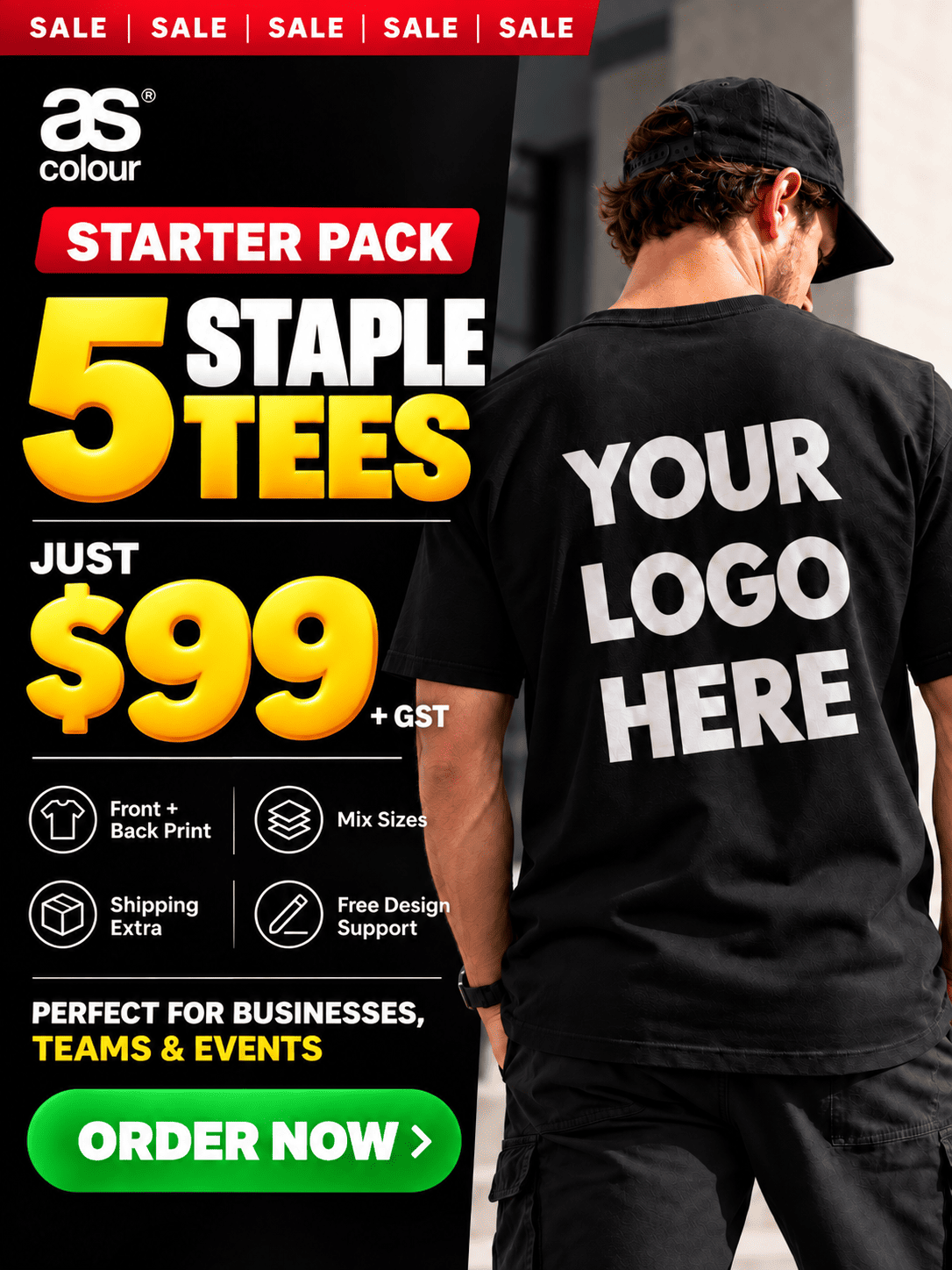 Custom AS Colour Staple Tee 5 Pack