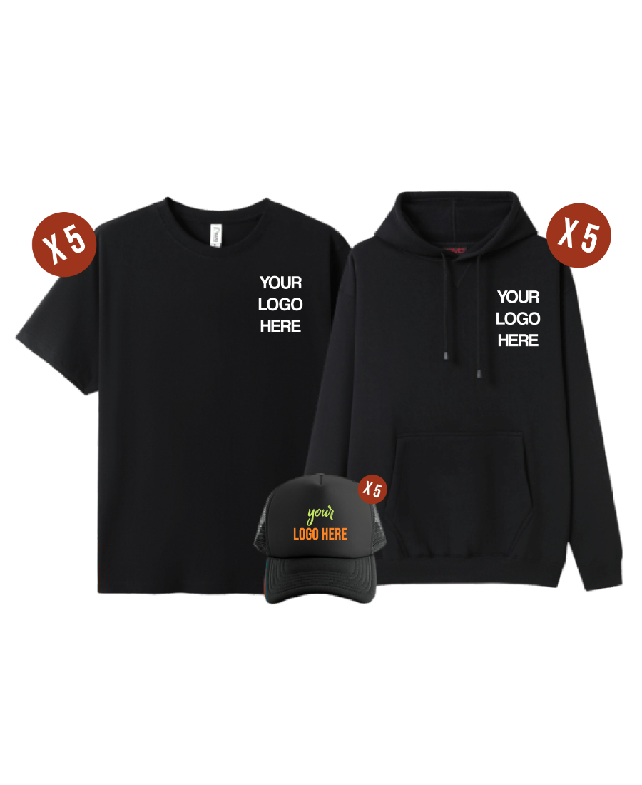 Custom 5 Combo Pack - 5 Tees, 5 Hoodies & 5 Hats