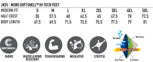 JK25 Men's Softshell Hi-Tech Vest