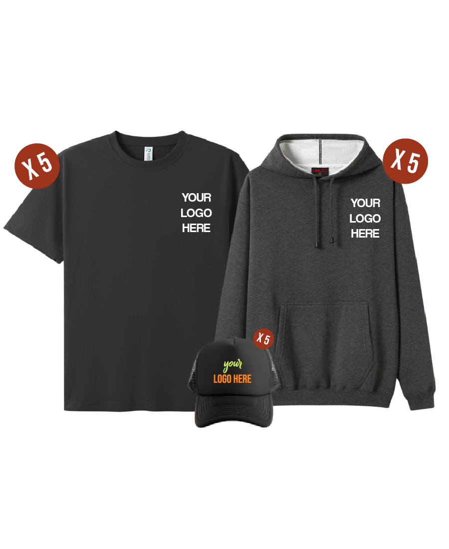Custom 5 Combo Pack - 5 Tees, 5 Hoodies & 5 Hats