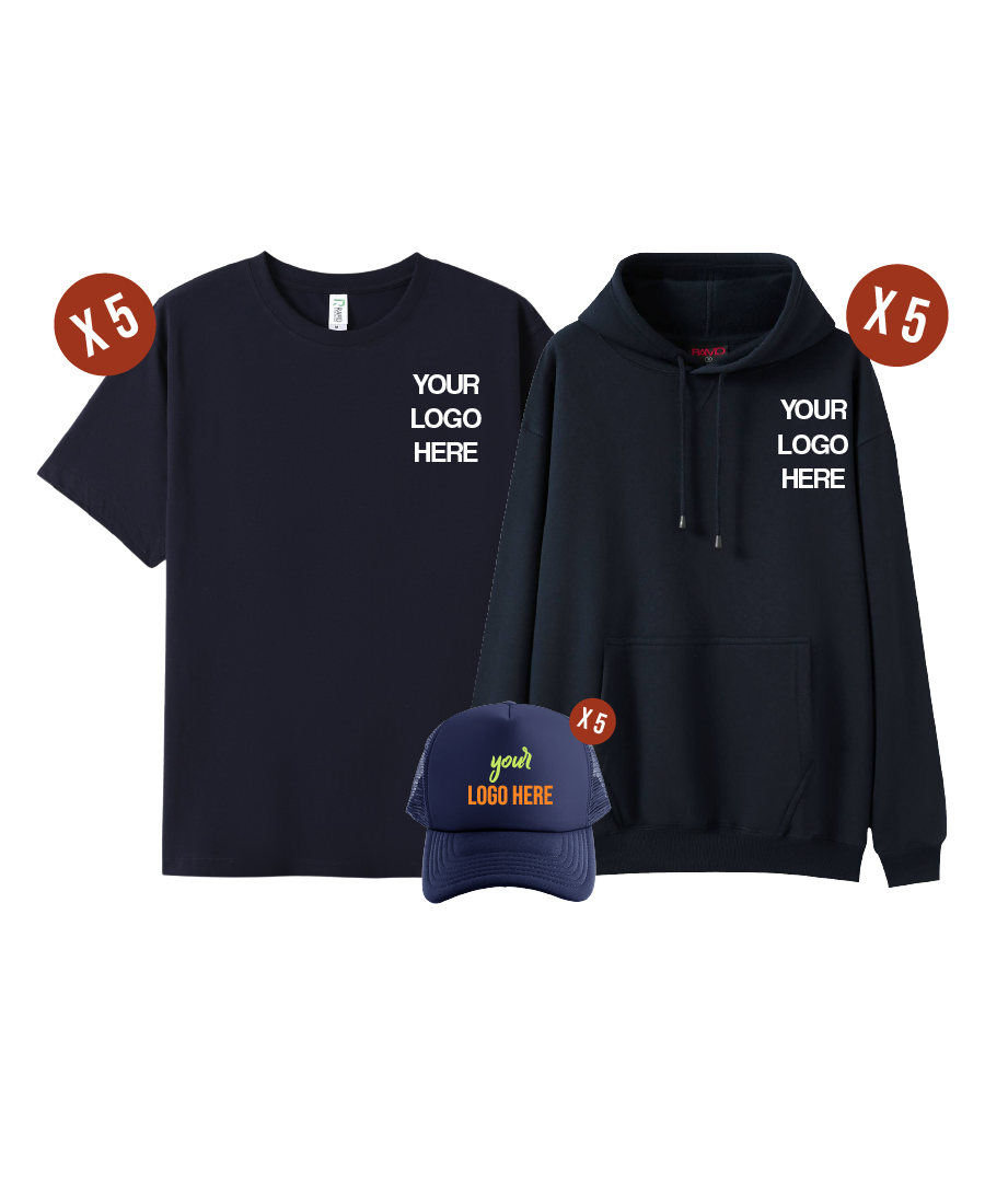 Custom 5 Combo Pack - 5 Tees, 5 Hoodies & 5 Hats