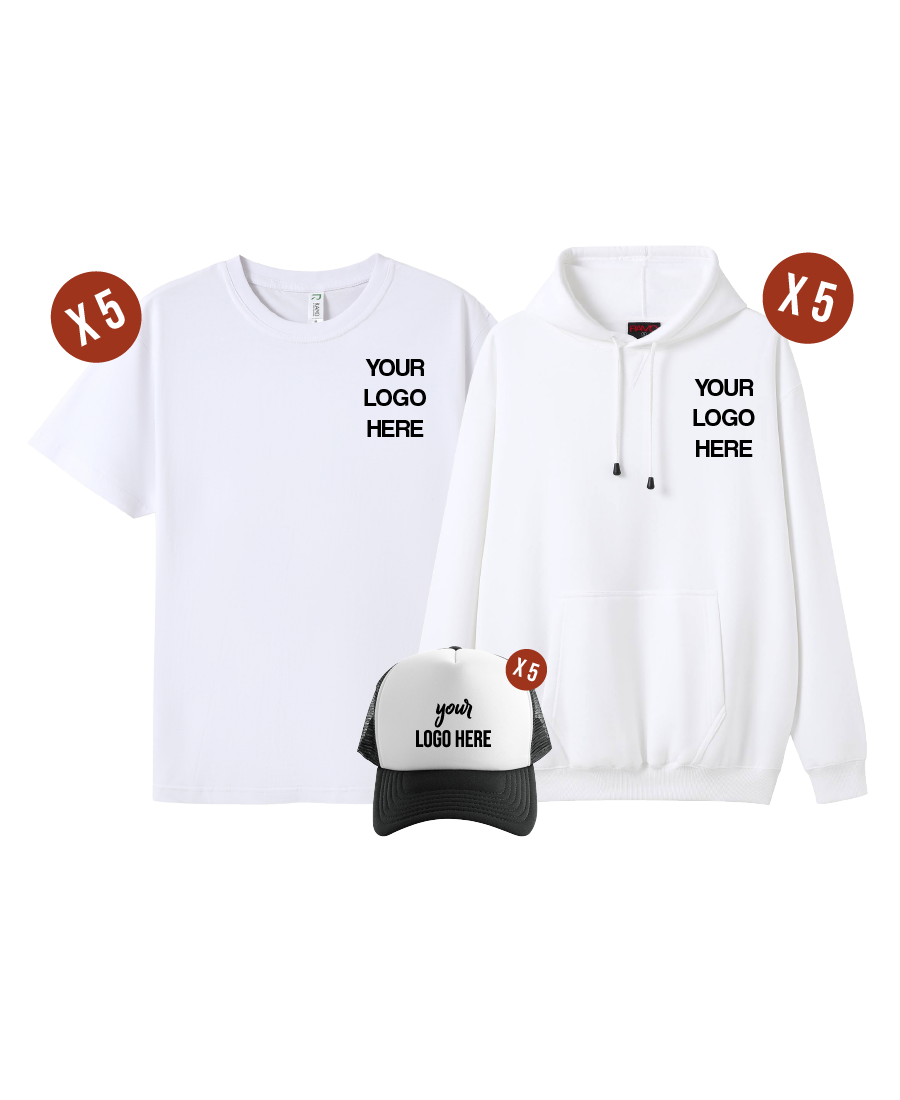 Custom 5 Combo Pack - 5 Tees, 5 Hoodies & 5 Hats