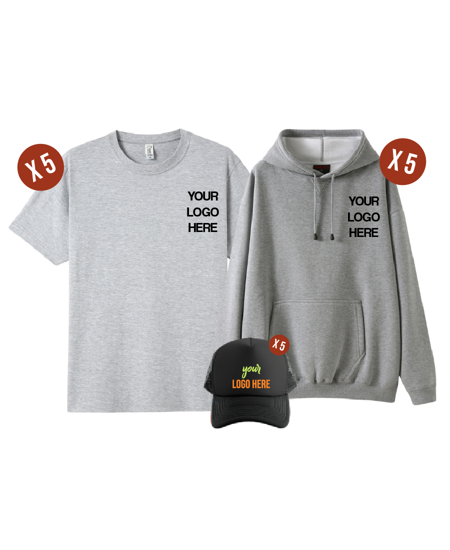 Custom 5 Combo Pack - 5 Tees, 5 Hoodies & 5 Hats
