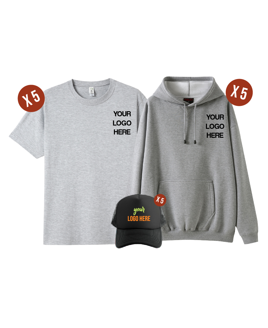 Custom 5 Combo Pack - 5 Tees, 5 Hoodies & 5 Hats