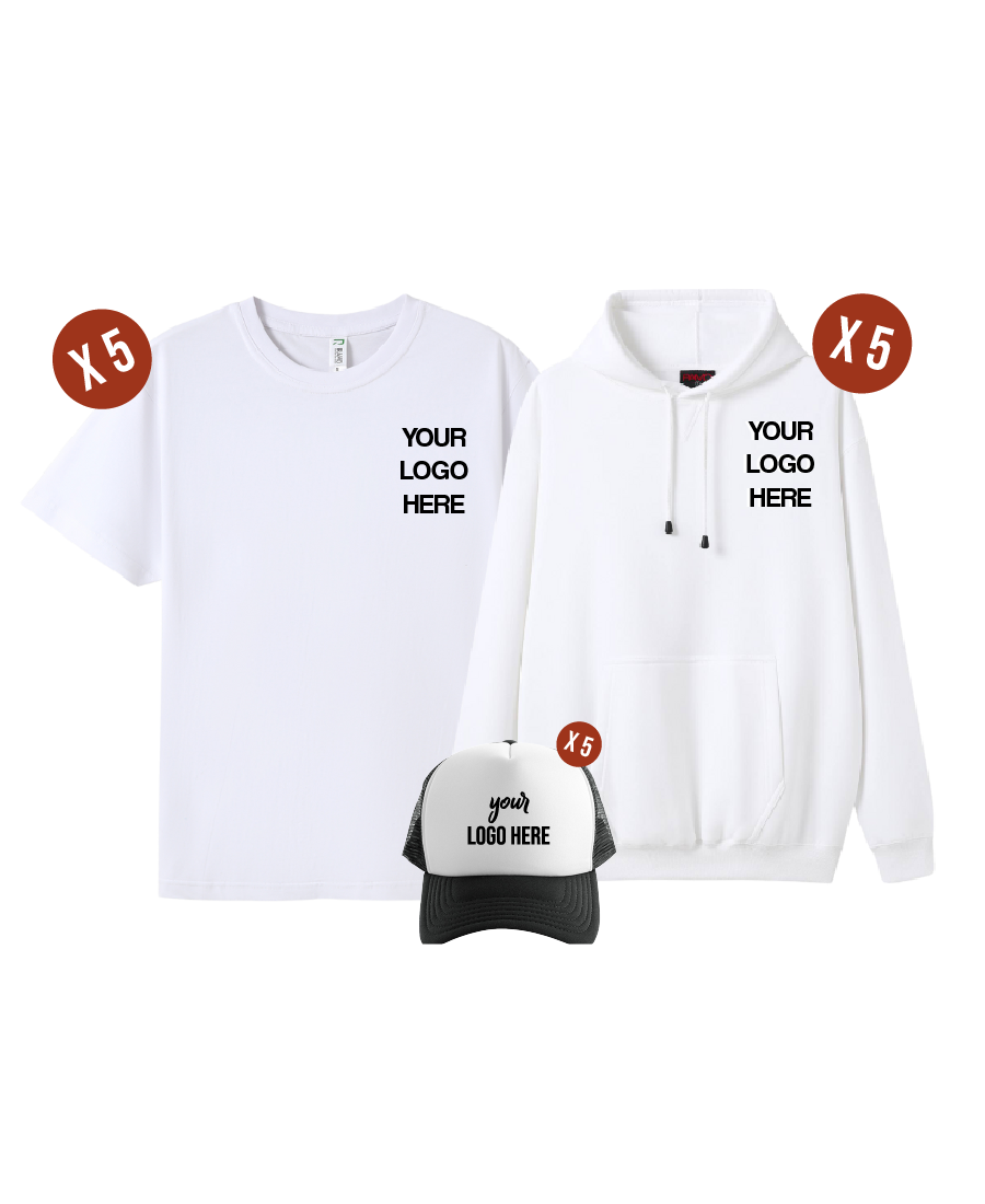 Custom 5 Combo Pack - 5 Tees, 5 Hoodies & 5 Hats