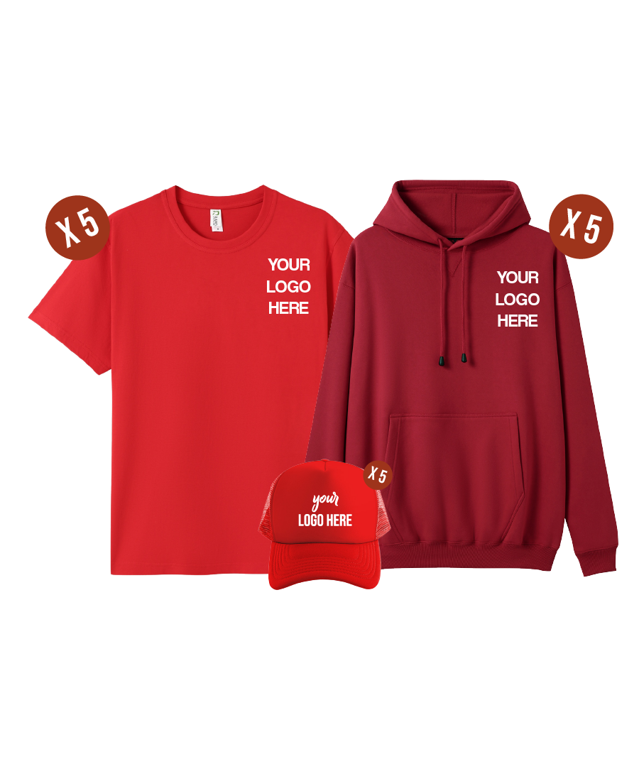 Custom 5 Combo Pack - 5 Tees, 5 Hoodies & 5 Hats