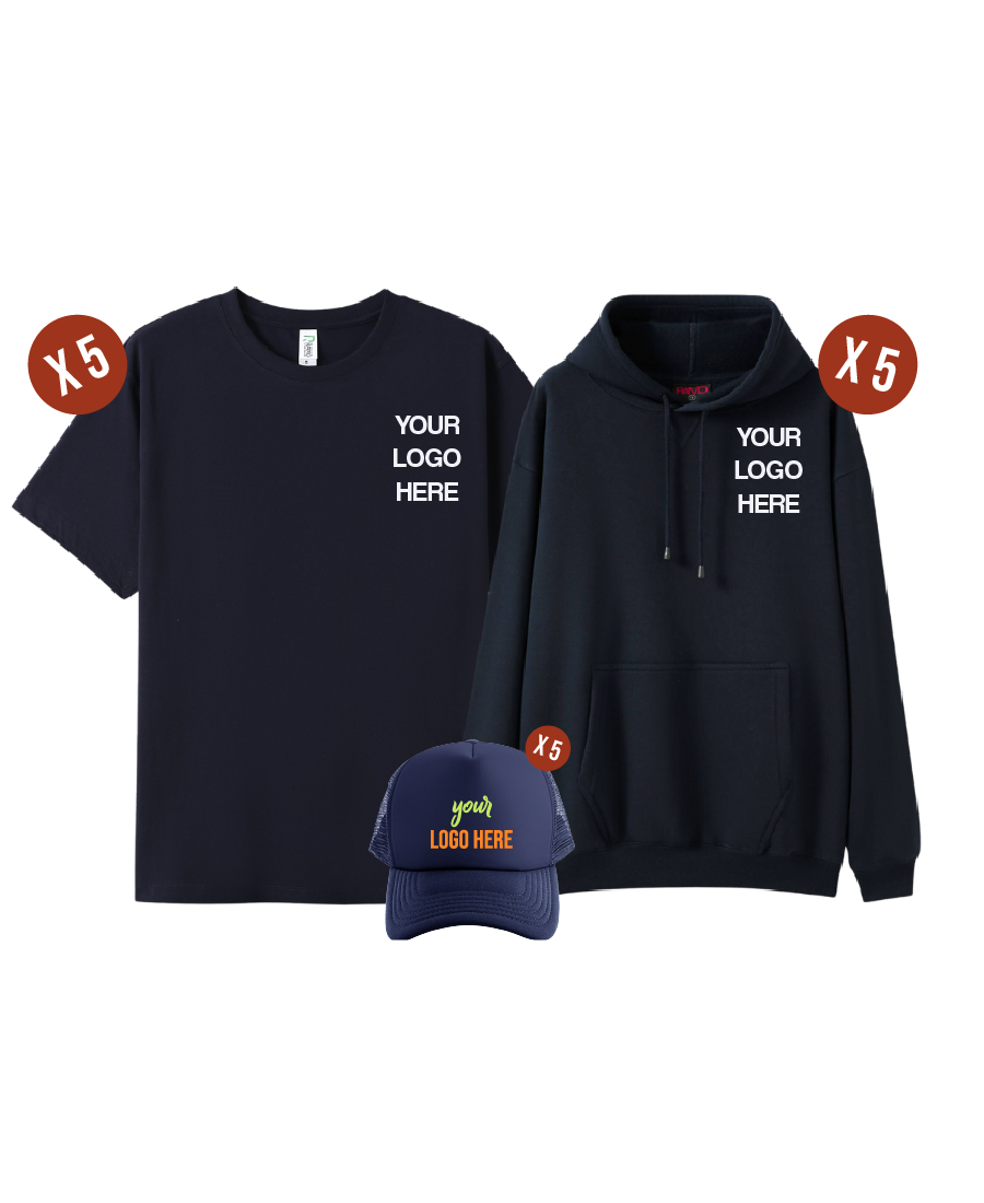 Custom 5 Combo Pack - 5 Tees, 5 Hoodies & 5 Hats