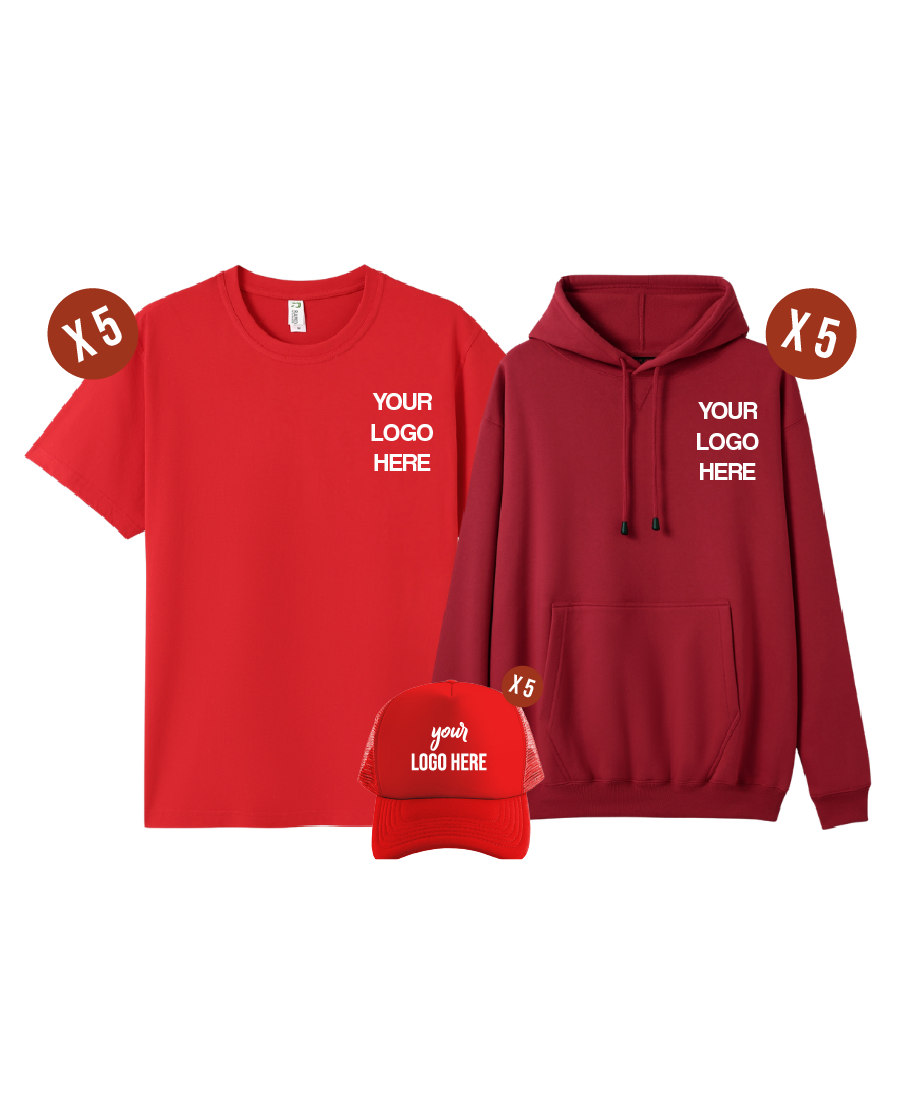Custom 5 Combo Pack - 5 Tees, 5 Hoodies & 5 Hats