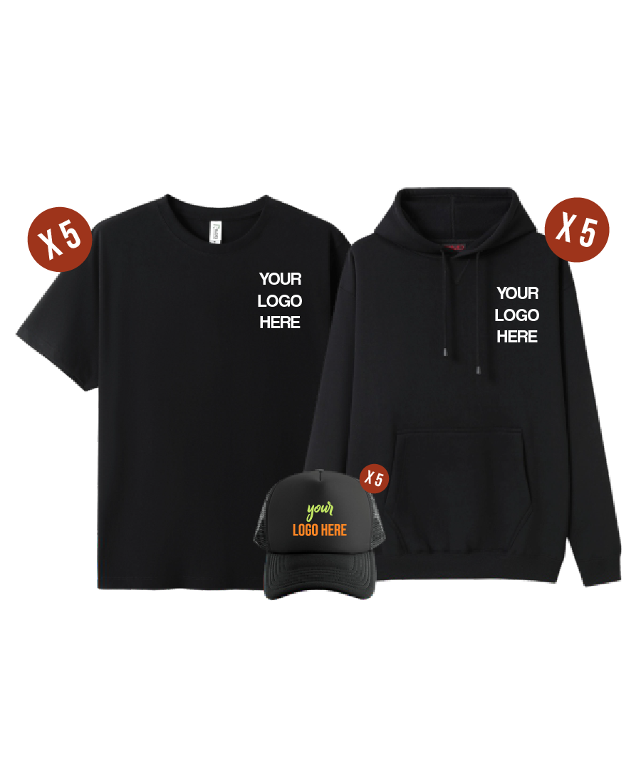 Custom 5 Combo Pack - 5 Tees, 5 Hoodies & 5 Hats