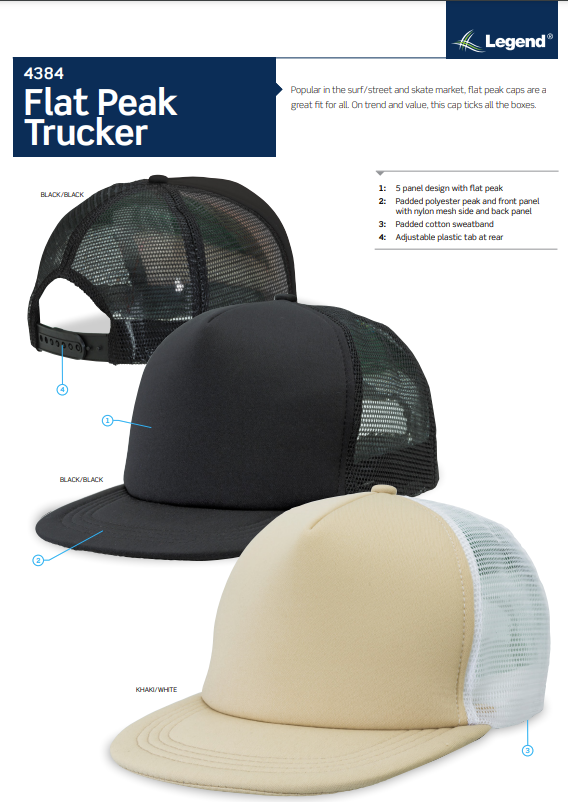 4384 Flat Peak Trucker Hat
