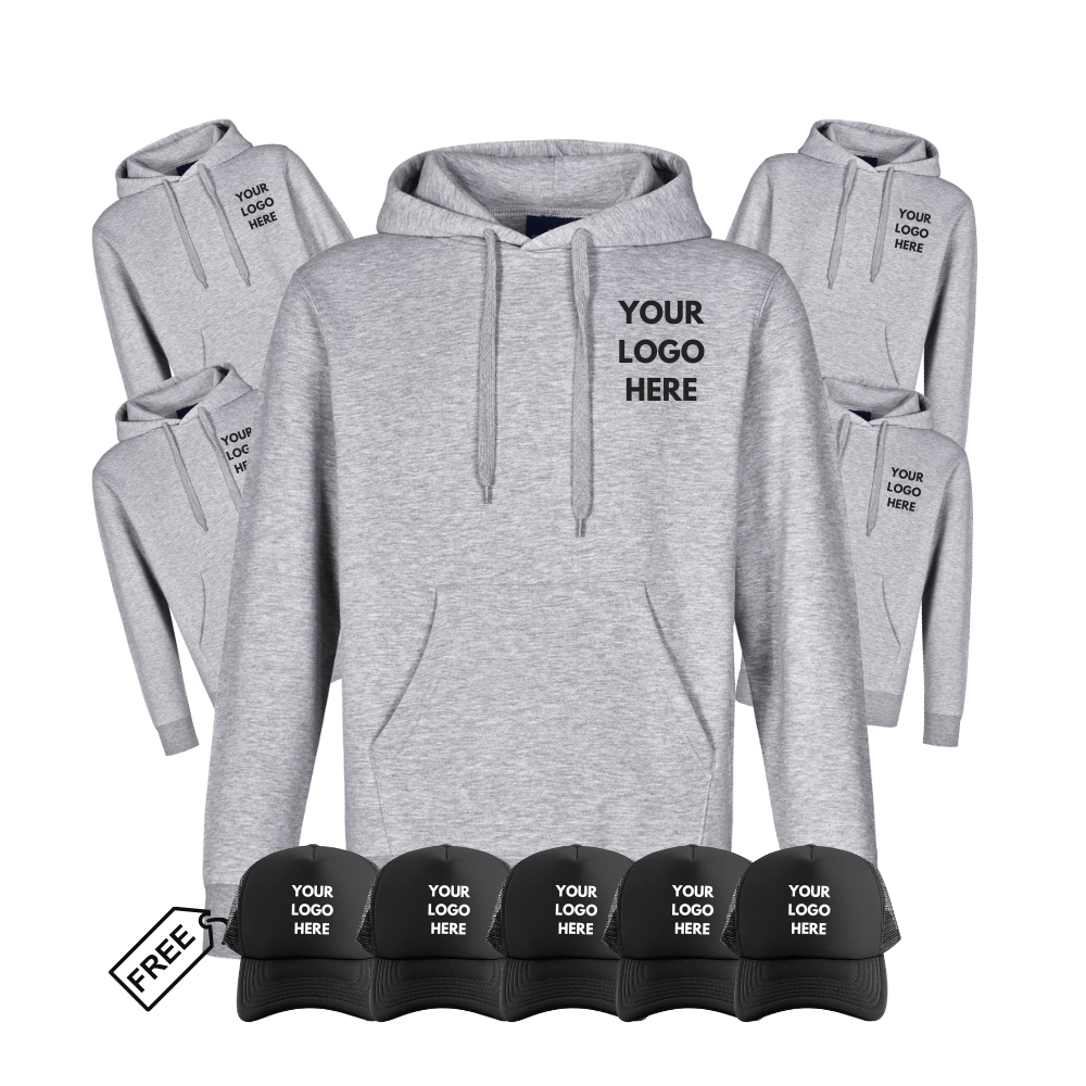 Custom Hoodie - 5 Pack with 5 Free Hats