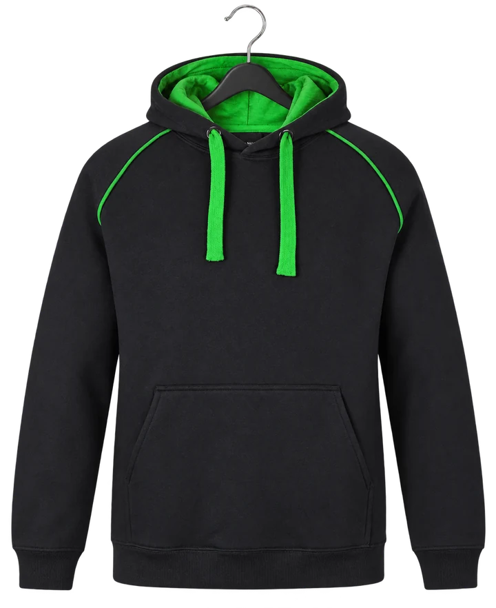 Contrast Hoodie in Black / Lime